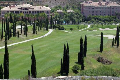 Vista panorámica del hotel Villa Padierna en Benahavís (Málaga), que acogerá esta semana a la primera dama estadounidense, Michelle Obama.