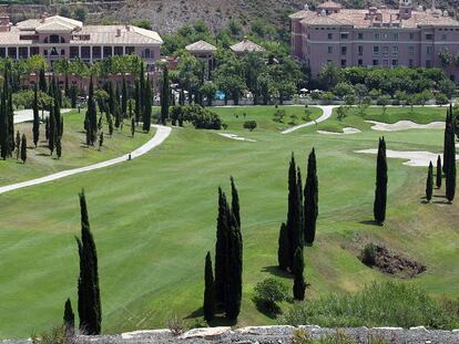 Vista panorámica del hotel Villa Padierna en Benahavís (Málaga), que acogerá esta semana a la primera dama estadounidense, Michelle Obama.