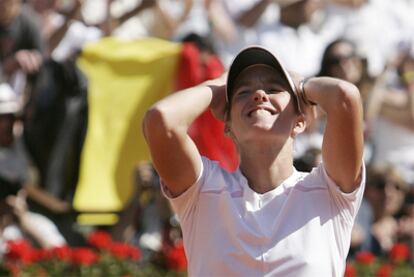 Henin, durante un partido de Roland Garros.