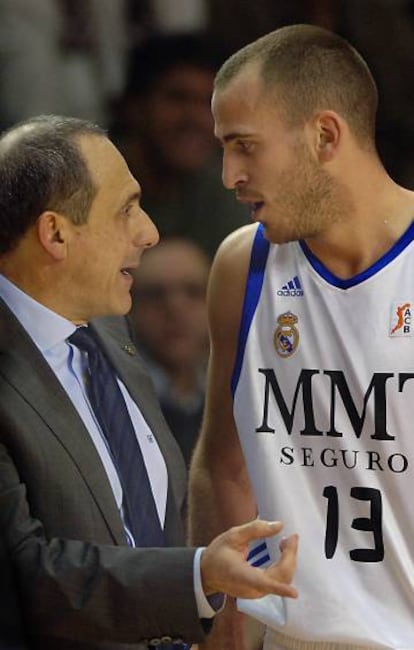 Messina y Sergio Rodríguez, en 2010 en el Real Madrid