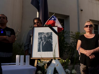 Una fotografía del exmandatario durante un homenaje que le rindió el partido Renovación Nacional, este martes en Santiago.