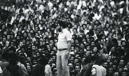 Lula durante greve na década de 1980.