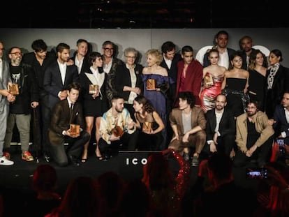 Premiados y asistentes de los V Premios ICON, este miércoles tras la gala, celebrada en Madrid.