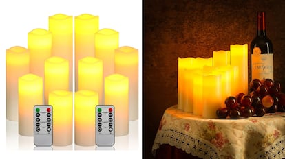 La mitad superior de esta vela led con efecto llama es una luz cálida y la mitad inferior es multicolor.