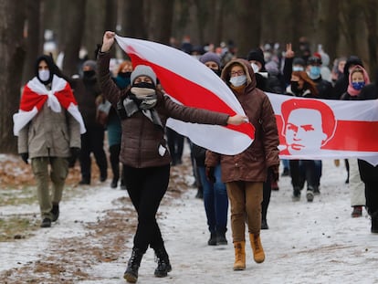 Manifestación contra Aleksandr Lukashenko, el pasado domingo en Minsk.