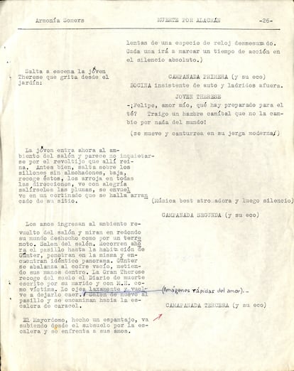 Manuscrito del guion de 'Muerte por alacrán' de Armonía Somers