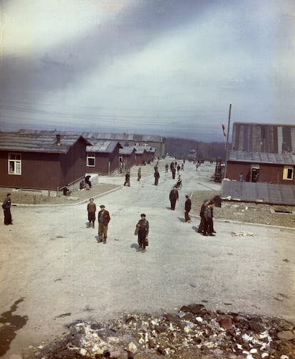 Vista del campo de Buchenwald en abril de 1945. 