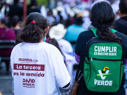 Seguidoras de Morena y del Partido Verde, en Zacatecas, en una imagen de archivo.