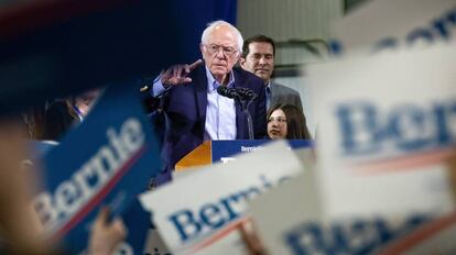 Bernie Sanders, durante el mitin de este martes en Vermont.