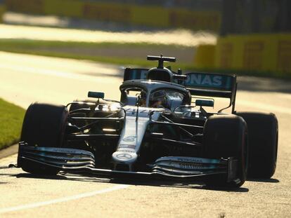 Lewis Hamilton, este sábado en la sesión de clasificación en Melbourne.