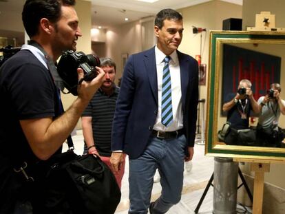 El l&iacute;der del PSOE, Pedro S&aacute;nchez, este lunes en el Congreso.