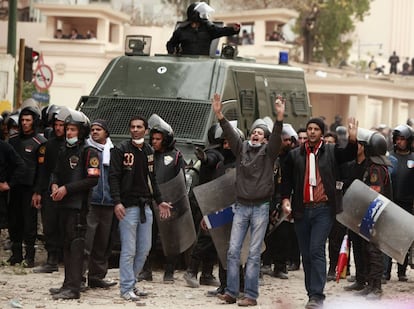 Protestas en el centro de El Cairo, en los alrededores del Ministerio del Interior.