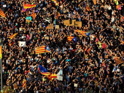 Manifestantes durante la &uacute;ltima huelga general.