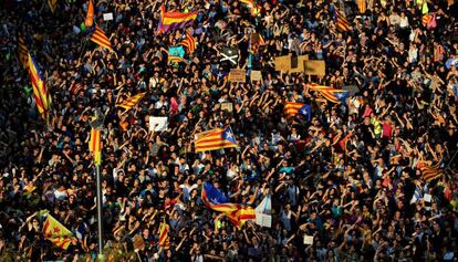 Manifestantes durante la &uacute;ltima huelga general.