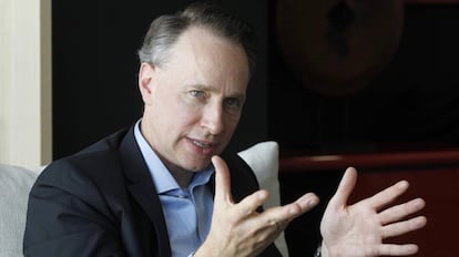 Thomas Buberl, consejero delegado de AXA, durante la entrevista en Madrid.