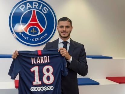 Icardi, con la camiseta del PSG.