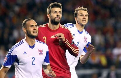 Piqué, en el partido ante Luxemburgo.
