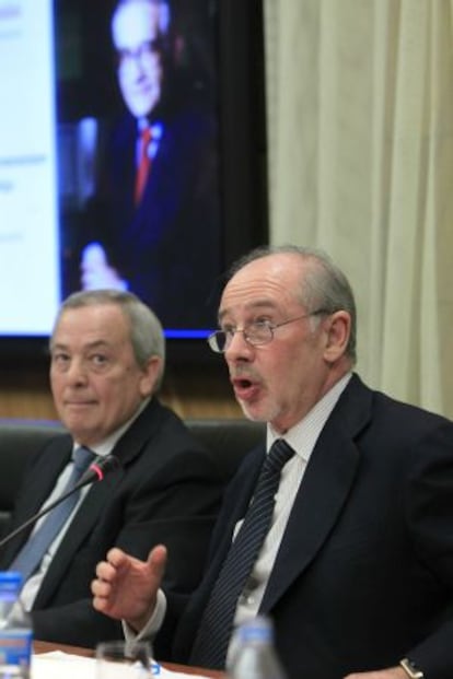 El presidente de Bankia, Rodrigo Rato, y el exministro Carlos Solchaga.