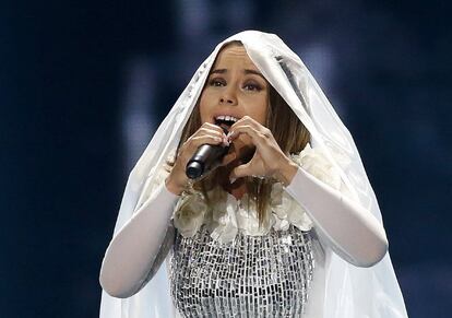 La cantante albanesa Lindita durante los ensayos.