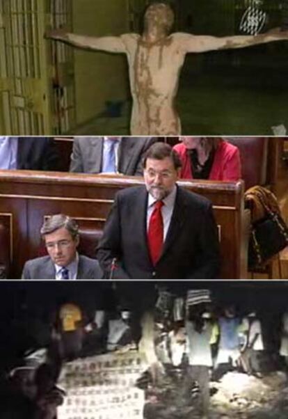 La imagen de Rajoy en la sesión de control del Congreso se coló al final de la información de la cárcel de Abu Ghraib y antes de la que trataba sobre Haití.