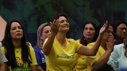 Michelle Bolsonaro, ex primera dama de Brasil, durante un evento en octubre de 2022, en São Paulo.