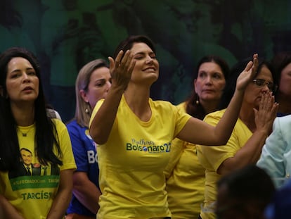 Michelle Bolsonaro, ex primera dama de Brasil, durante un evento en octubre de 2022, en São Paulo.