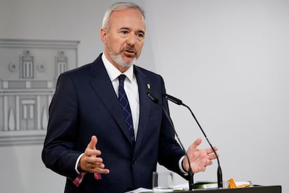 El presidente de Aragón, Jorge Azcón, en octubre, en una rueda de prensa en el Palacio de la Moncloa.