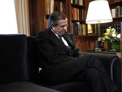 Andonis Samaras, primer ministro griego, ayer en Atenas.