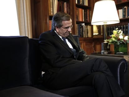 Andonis Samaras, primer ministro griego, ayer en Atenas.