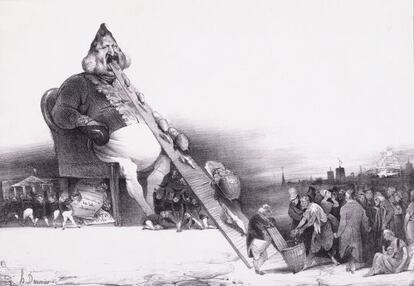 Vi&ntilde;eta del rey Luis Felipe de Francia, de Daumier y Philipon, 1832.