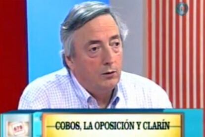 El ex presidente Néstor Kirchner, en el programa <i>6-7-8</i>.