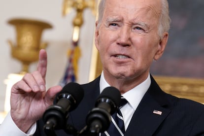Joe Biden, durante su comparecencia este sábado en la Casa Blanca. 