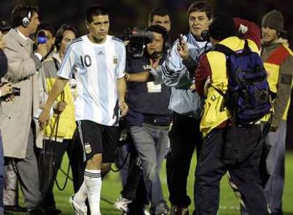 Riquelme, al término del partido que enfrentó a Argentina y Colombia.