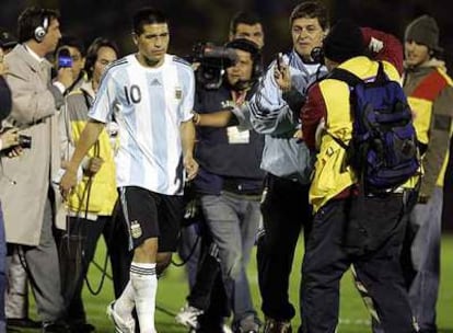 Riquelme, al término del partido que enfrentó a Argentina y Colombia.