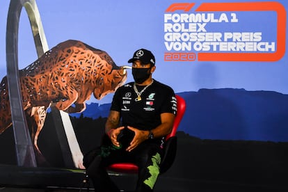 Lewis Hamilton, en una rueda de prensa en el circuito Red Bull Ring, en Austria.