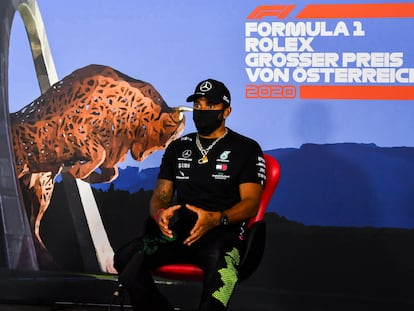 Lewis Hamilton, en una rueda de prensa en el circuito Red Bull Ring, en Austria.