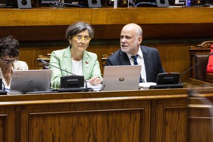 La ministra de Salud, Ximena Aguilera, durante la sesión del 29 de enero de 2024, Santiago (Chile). - El senado durante la Sesión de Sala Nº99 Especial, sobre la Ley corta de Isapres.