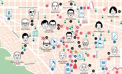 El mapa literario de Barcelona.