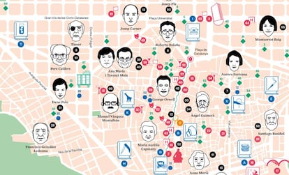 El mapa literario de Barcelona.