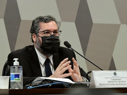 Chanceler Ernesto Araújo em pronunciamento no Senado.