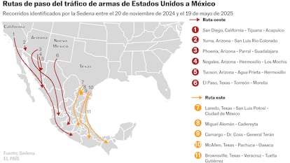 MAPA RUTAS DE TRAFICO DE ARMAS