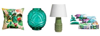 Funda de cojín de H&M (9,99 €), jarrón de H&M (14,99 €), lámpara de Maisons du Monde (34,99 €) y juego de toallas de Zara Home (entre 11,99 y 29,99 €).
