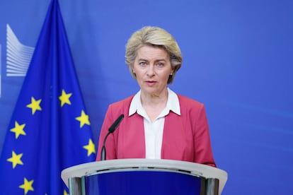 La presidenta de la Comisión Europea, Ursula von der Leyen, este martes en Bruselas.