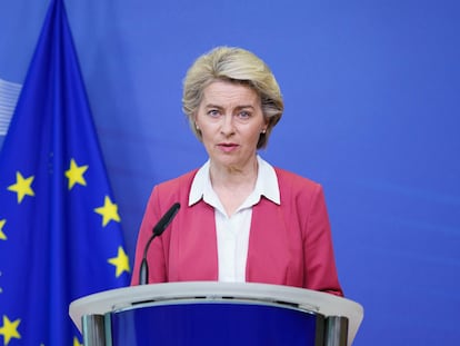 La presidenta de la Comisión Europea, Ursula von der Leyen, este martes en Bruselas.