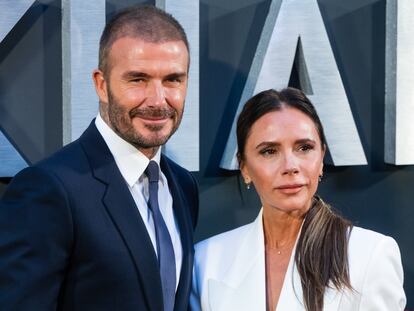 LONDON, ENGLAND - OCTOBER 03: David Beckham and Victoria Beckham attend the Netflix 'Beckham' UK Premiere at The Curzon Mayfair on October 03, 2023 in London, England. (Photo by Samir Hussein/WireImage)