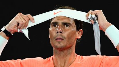 Nadal, durante un partido del último Open de Australia.