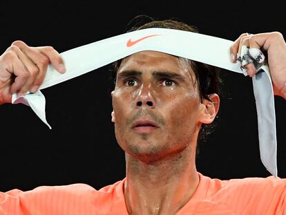 Nadal, durante un partido del último Open de Australia.