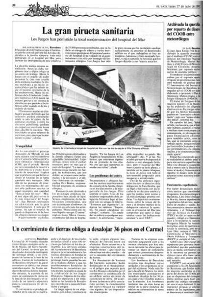 Pàgina d'EL PAÍS del 27 de juliol del 1992.