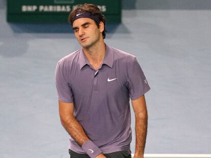 Roger Federer, el sábado, tras perder ante Gael Monfils.