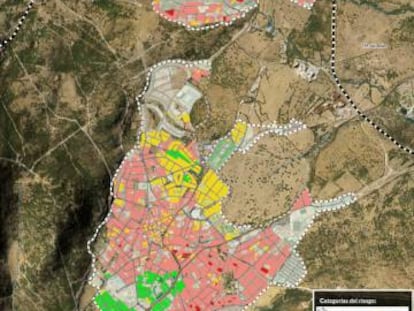 Mapa de zonas afectadas de gas radón en Moralzarzal.